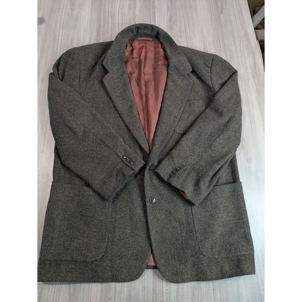 Vintage L'Homme Mens Grey Brown Wool Cashmere Tweed Blazer Sport Coat Sz L - Picture 2 of 12